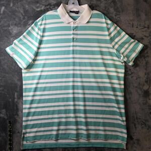 RLX Ralph Lauren Men's Shirt Golf Polo XL Stripe Teal White